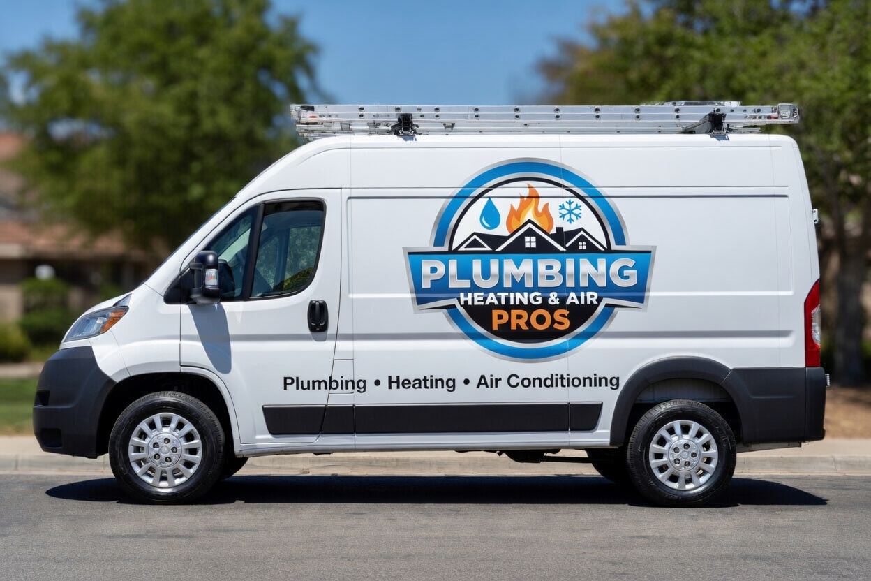 Local plumbing heating and air service van serving Daly City